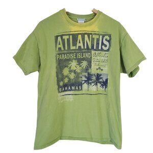 Atlantis Paradise Island Bahamas Green Graphic T-Shirt Unisex Size L Cotton